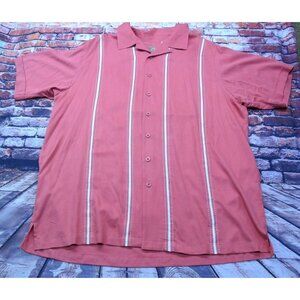 Caribbean Men's 2XT Short Sleeve Button-Down Shirt Pineapple Embroidery Silk & C